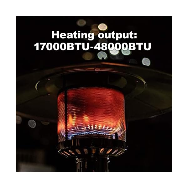 Legacy heating 88 inch patio heater 47000 btu standing heater with wheels stainless steel burner gas propane patio heater for outdoor garden use porch party deck  urban country home decor