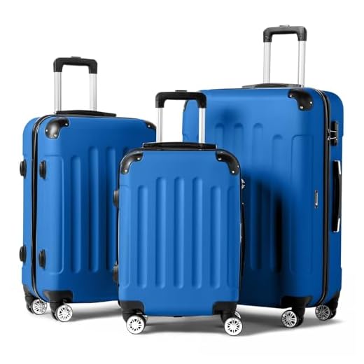 LEADZM Set de 3 Valises de Voyage, Valise Grande Taille, Valise Cabine, Set de Bagage pour Voyage, ABS avec Coins Renforcés, roulettes Pivotantes 360° et Cadenas - Bleu Foncé