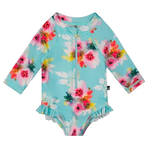 Image of Deux par Deux Long Sleeve One-Piece Rash Guard for Girls Toddlers and Kids