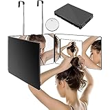 TongWey 三面鏡 セルフカット 高さ調節可能 360°角度自在調整 三面鏡 後ろが見える 化粧鏡 持ち運び 折り畳み収納 立体三面鏡 広い視野角 壁掛け式 3ウェイミラー セルフカット 安定感 飛散防止 HD鏡面 後頭部が見える 5倍拡大鏡付き (ブラック)