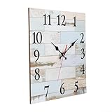 HOHOVYVY Orologio da parete quadrato vintage con movimento al quarzo silenzioso – Elegante decorazione in MDF per soggiorno scandinavo, 30 x 30 cm, stile nordico europeo (colored wood)
