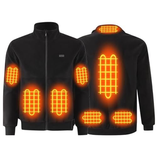 Neu Beheizbare Jacke Herren Damen, Teddy-Fleece Beheizte Jacke mit 8 Heizzonen, 3 Einstellbar Temperaturfür Wärmejacke, USB Elektrische Heizjacke Winddicht Winterjacke für Motorrad Outdoor Skifahren