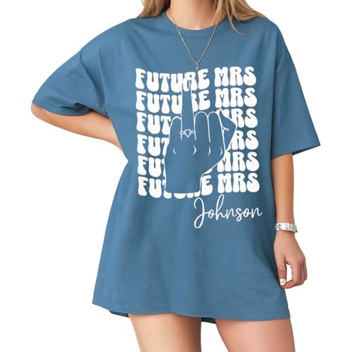 Image of Future Mrs. Engagement Shirt, Personalized Bride to Be T-Shirt with Custom Names and Date, Bridal Shower Gift Idea