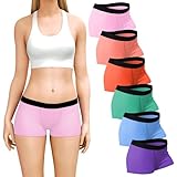 Sexy Basics Women's 6 Pack Modern Active Boy Short Boxer Brief Panties (6 Pack- Cherry/Boy Blue/PinkLavender/Dalia/ArcadiaBlue/UlraViolet, MEDIUM)