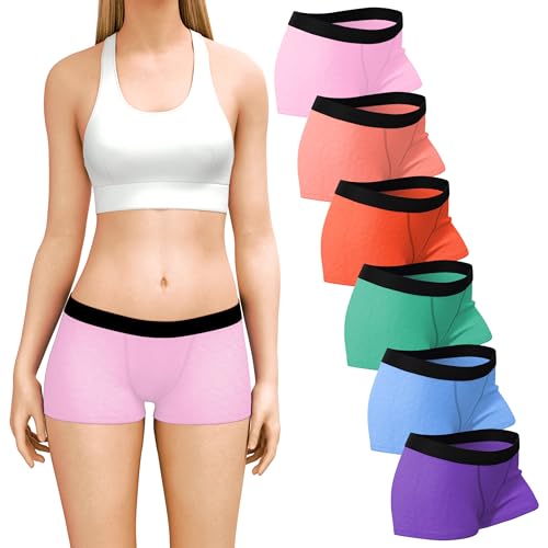 Sexy Basics Women's 6 Pack & 12 Pack Active Boy Short - Boxer Brief Cotton-Stretch Panties