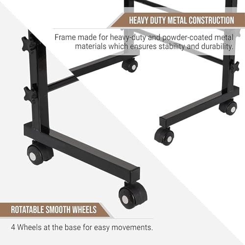 Image of Multi-Purpose Sofa Side Height-Adjustable Laptop Table with Docking for Tablet, Study Table, Portable, Ideal for Work from Home, DIY Table, Easy to Assemble (DH-Wooden Black)