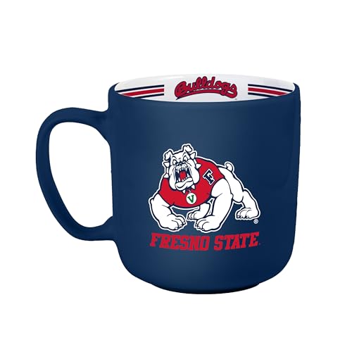 Logo Brands NCAA Fresno State Bulldogs 15 oz Stripe Coffee Mug - Vintage Team Logo Inside Print & Stripes Microwave & Dishwasher Safe- Great Gift For Fans & Alumni