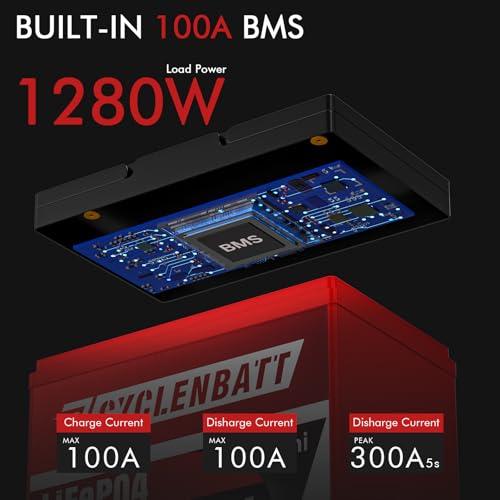 Image of CYCLENBATT 12V 100Ah Mini LiFePO4 Lithium Battery, Low-Temp Protection