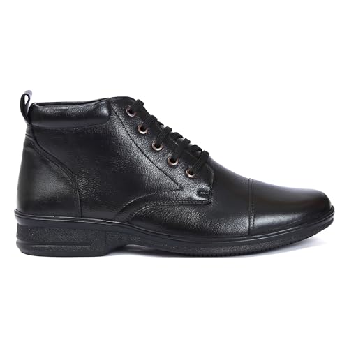 Image of Zoom Shoes A1161 Men's Genuine Leather High Ankle Boots | Stylish Lace-Up Design | Cushioned Insole for Comfort | Durable & Trendy for Everyday Wear