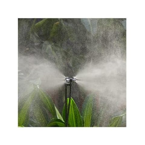 Drip Irrigation Misting Sprinkler Emitter on Spike Assembly, 9 Sets Micro Spray Mister with Stake and 1/4 inch Tubing for Cooling Humidification Nursery Landscape Cover