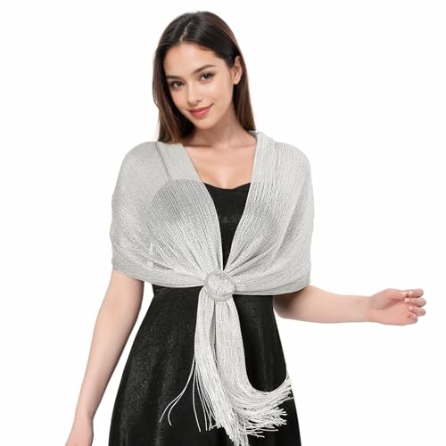 MUQU Shawls and Wraps for Evening Dresses - Women Sparkling Wedding Formal Elegant Pashmina Shawl for Women2