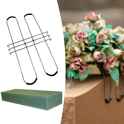 Headstone Tombstone Flower Saddle Decorations with Floral Foam Sturdy Rustproof Metal Cemetery Gravestone Saddles Graves Saddle for Cemetery Outdoor Yard Lawn Headstone Flower Sadd image 1