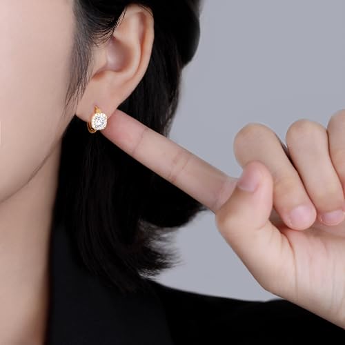 SLUYNZ 925 Sterling Silver Halo Simulated Diamond Hoop Earrings for Women Teens Sparkly CZ Huggie Earrings Square Cubic Zirconia Hoop Earrings2