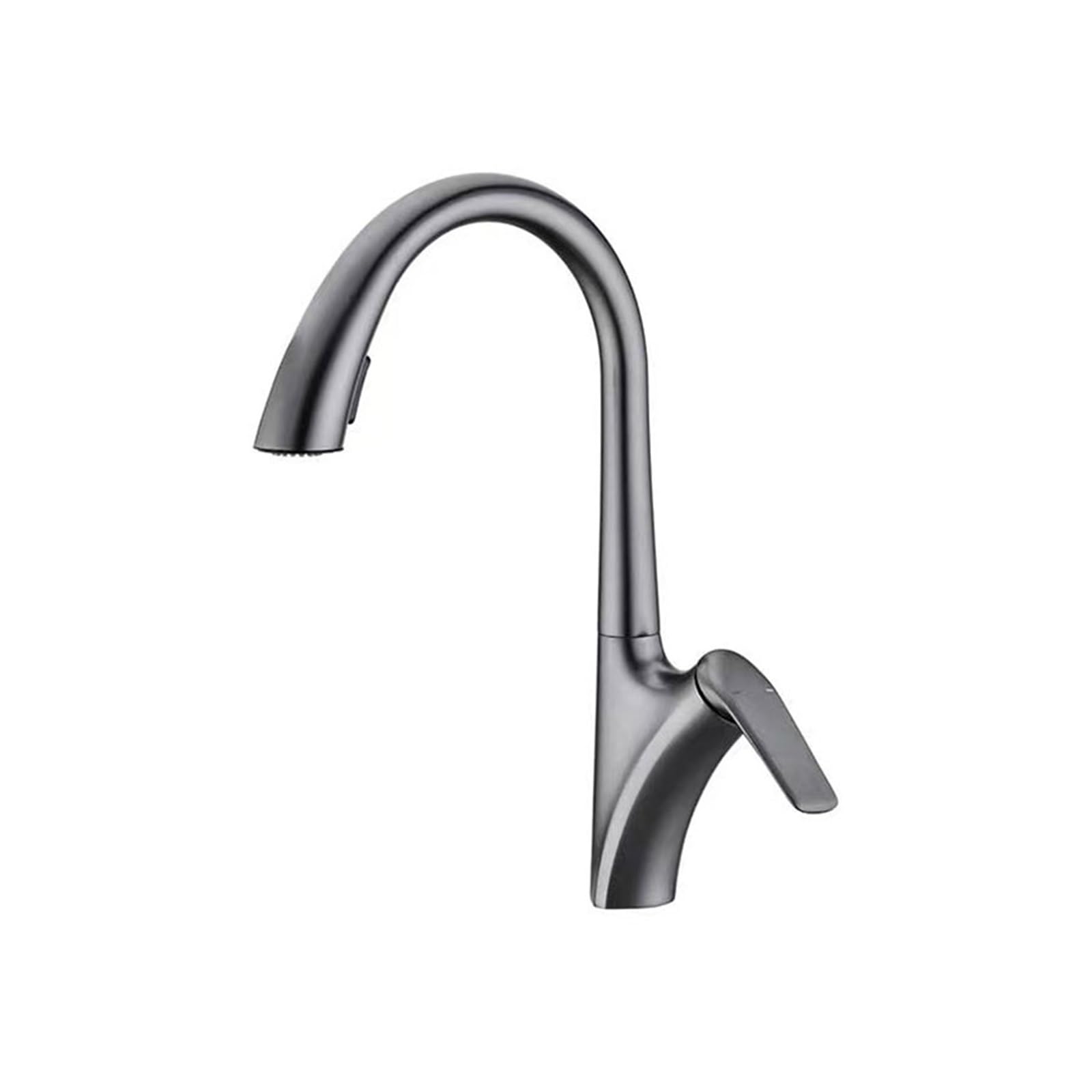 Robinet de cuisine extractible en cuivre gris canon pour évier
