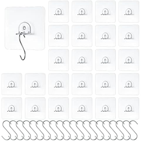 20 Pcs Adhesive Shelf Support Pegs, Shelf Support Brackets Punch-Free, Wardrobe Layered Partitions Sticky Hooks for Closet Cabinet Shelf, with 10 Pcs S Hooks Cover