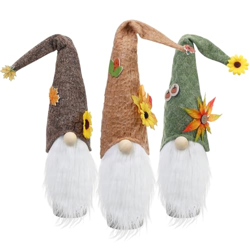 Angoily Fall Decor 3pcs Christmas Gnome Wine Bottle Covers Swedish Gnomes Wine Bottle Toppers Fall Gnomes Plush for Holiday Xmas Dining Table Decor Autumn Decor