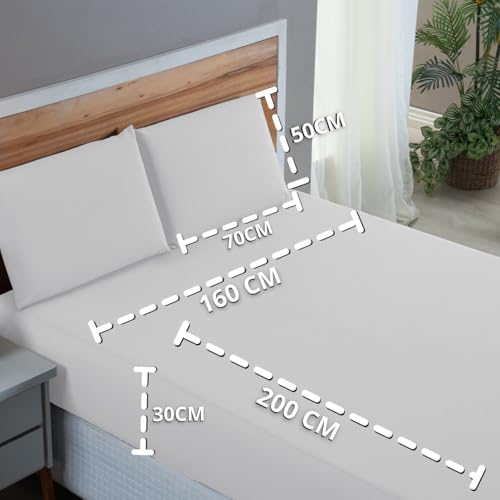 Kit Jogo Lençol Queen 200 Fios 100% Algodão 4 peças Toque Macio Aveludado (BRANCO)