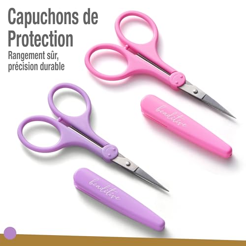 Beaditive détail de haute précision ciseaux set (2-pc) sharp, fine conseils | découpe de papier, scrapbooking, couture, artisanat | acier inoxydable | couvercle de protection (Pastel) – vue 8
