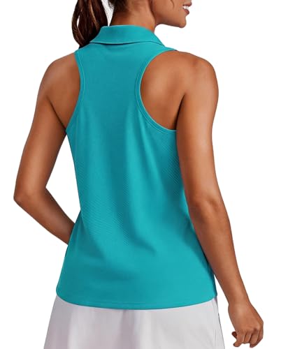 Image of PINSPARK Womens Golf Shirt UPF 50+ Sleeveless Collared Shirts Quick Dry Tennis Polo V-Neck Racerback Athletic Workout Tank