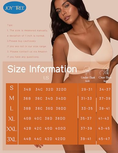 Image of JOYTREE Silky Bras for Women No Underwire V Neck Bralettes for Women Cloud Feel Everyday T Shirt Bra with Extender