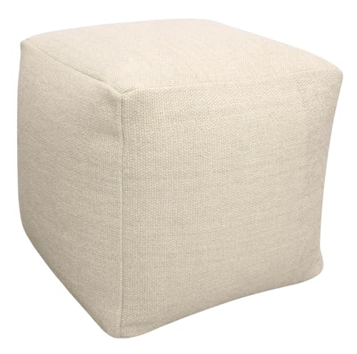 Moti Remi Pouf in Handwoven Contemporary Ivory Wool