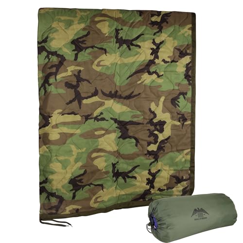 MEDALS OF AMERICA EST. 1976 Military Gear Blanket Poncho Liners Woobie Emergency Blanket - Military Surplus Cold Weather Camping and Hunting Woobie Blanket (Woodland)