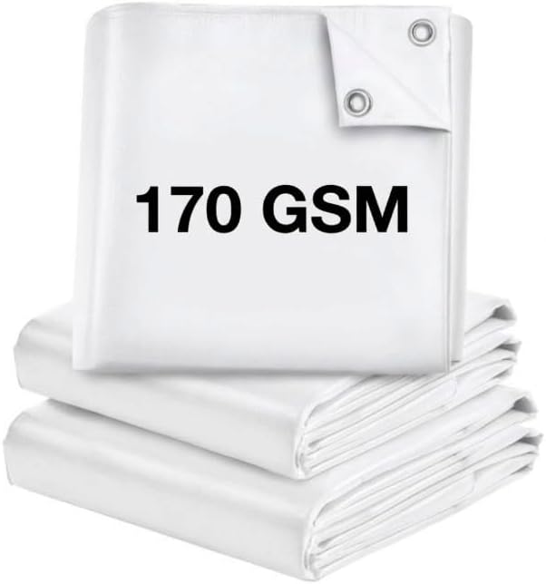 SIGMA (LABLE) 12FT X 10FT 170 GSM Waterproof Tarpaulin Sheet for Home Roof, Car Shed, Construction, Agriculture, Tent and Emergency Shelter, White