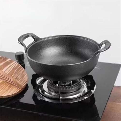Wok de hierro fundido con asas y tapa de madera 20 cm miniatura 5