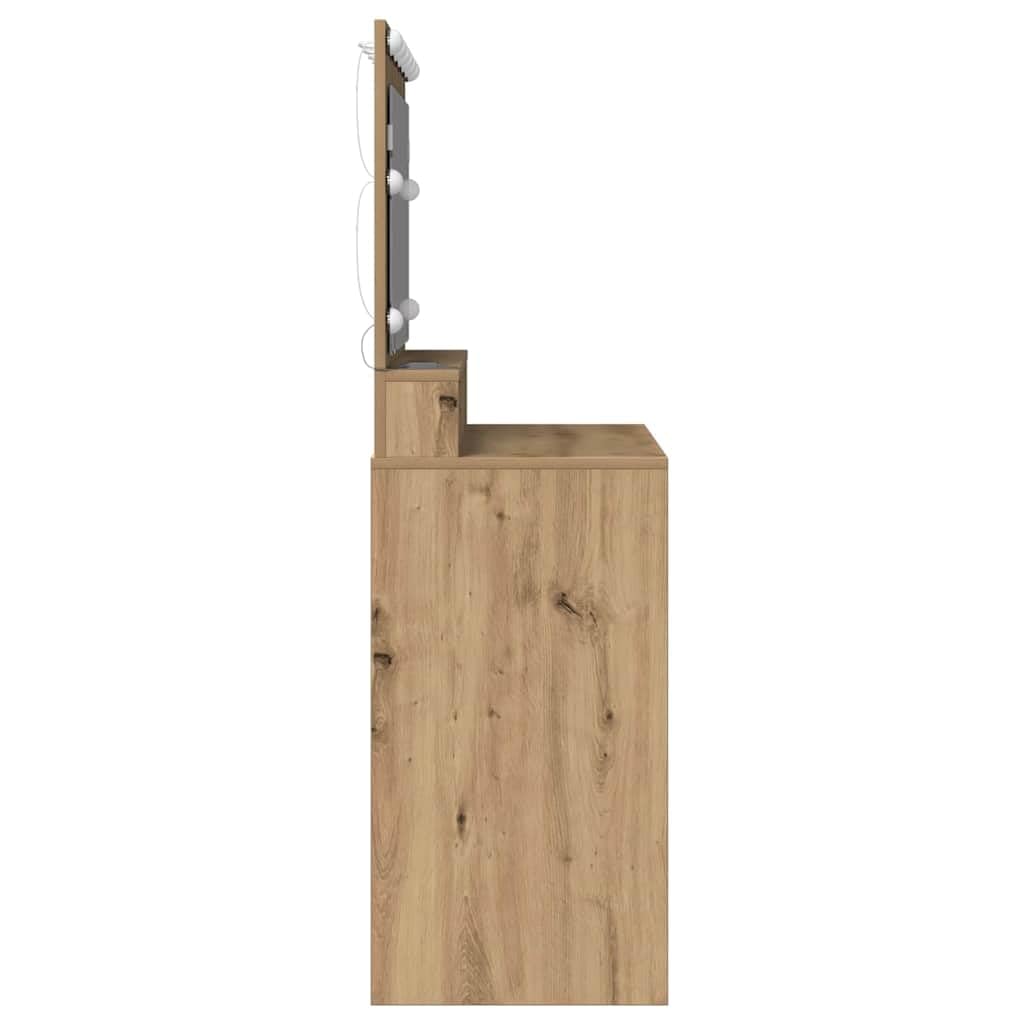 Toaletka Artisan dąb 100 x 41 x 135 cm, materiał drewnopochodny, z oświetleniem lustra LED, miejsce do przechowywania USB, do sypialni, kosmetyków i pielęgnacji