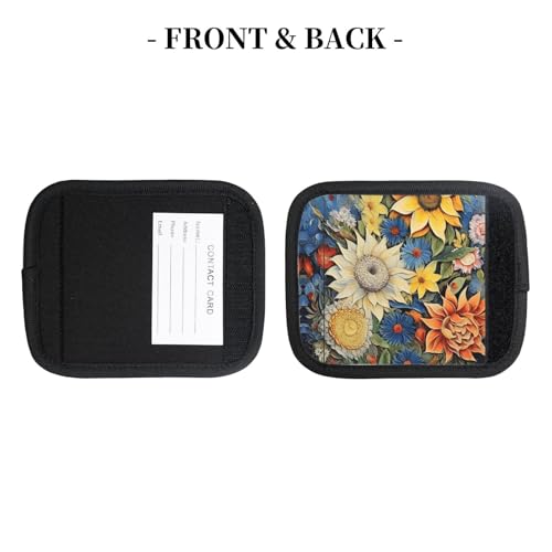 2 Pcs Luggage Handle Wraps, Oil on Canvas Sunflower Print Grip Handle Cover/Travel Bag Identifier for Suitcase Accessories4