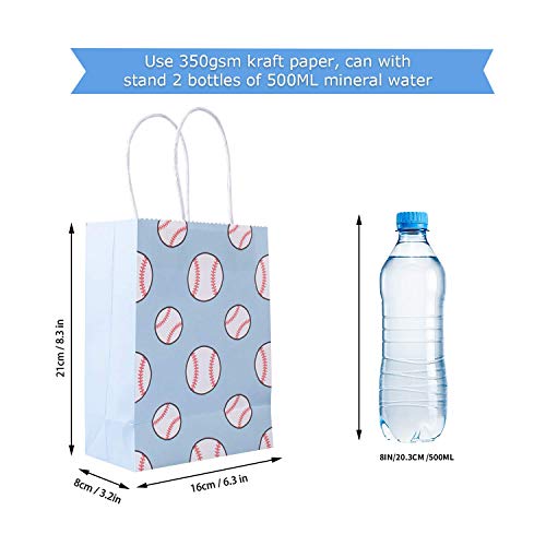 Baseball Kraft Paper Bags Candy Bags Party Favor Bags with Handle for Birthday,Baseball Goodie Bags,Baseball Theme Party Favor Bags and Baseball Party Celebrations - Thumbnail 3