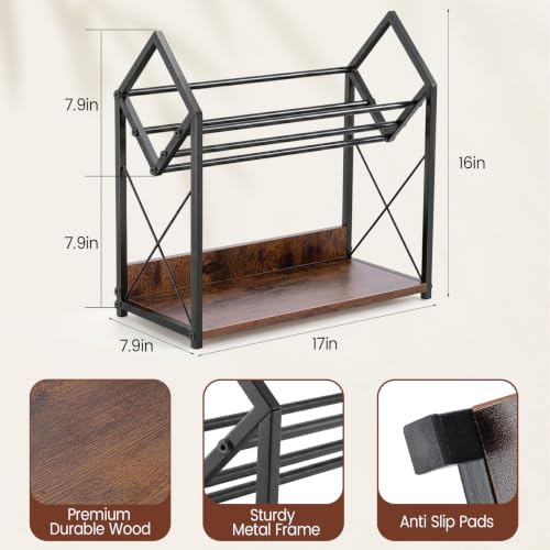 Outink Desktop Bookshelf Organizer, 2 Tier Wood Desk Shelf for Tabletop Storage, Small Desktop Shelf for Office Home Dorm, Table Shelf Book Rack for Books/Supplies/Decor Display (Black) - Image 3