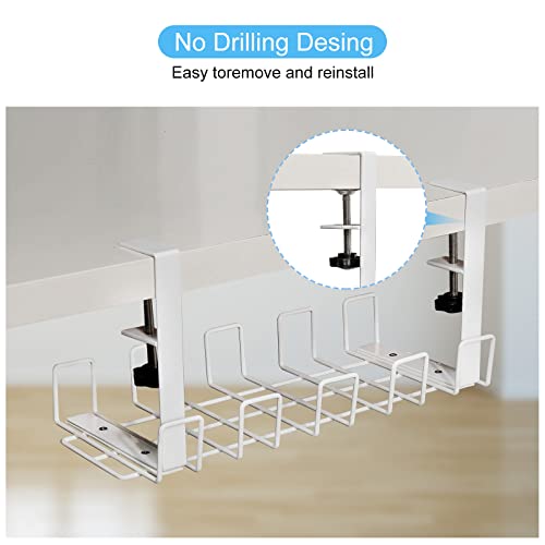 Patikil Cable Management Tray Under Desk, 2 Pack Wire Management Rack Wire Organizer Cable Organizers For Office Home, White #TOP2