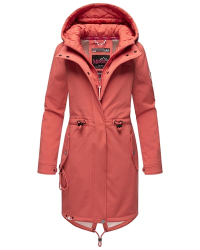 MARIKOO Damen Übergangsjacke Softshellmantel mit Kapuze Mount Presanella Rouge Gr. XXL