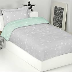 Colchas Ajustables Para Cama Nido Dhestia Home - Edredón Ajustable Infantil Cama 90 y Cama 105 Estrellitas Gris - Color Gris, Talla Cama 90