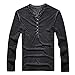 FZYLQY Mens Distressed Henley Shirts Front Placket Retro Long Sleeve Tee Shirts Casual Button Down Washed T-Shirts for Men
