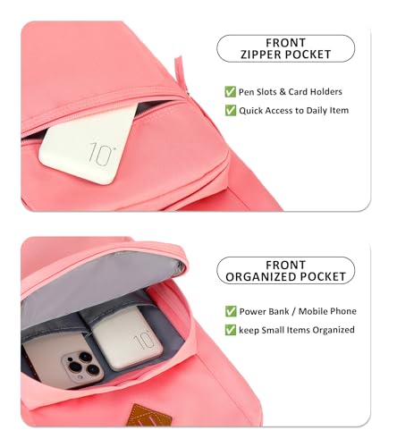 Image of abshoo Girls Solid Color Backpack For College Women Water Resistant School Bag (Peach Pink)