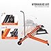 VEVOR Lawn Mower Lift with Hydraulic Jack, 500 Lbs Weight Capacity, Solid Carbon Steel Lawn Mower Lift, Adjustable Movable Lawn Lifter for Riding Tractors and Zero Turn Lawn Mowers, Orange