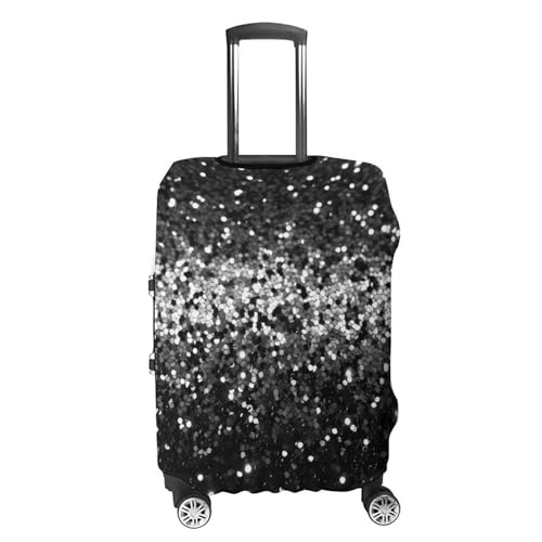 Black White Glitter Luggage Cover, Washable Elastic Suitcase Cover Protector Fit 18-32 Inch Luggage4