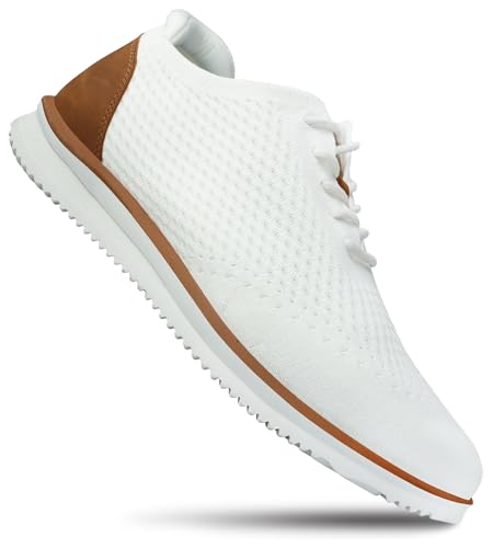 Men's Fashion Dress Sneakers Casual Walking Shoes Business Oxfords Comfortable Lightweight Breathable Tennis Lace-Up Mesh/Leather