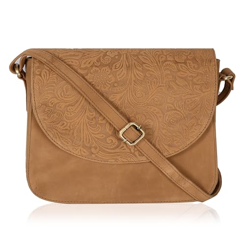 Image of Genuine Leather Shoulder Crossbody Purse For Women with Adjustable Strap, Mobile Pocket & Outside & Inside Zipper