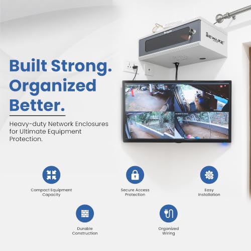 Image of BEWARE 4U Wall Mount CCTV Rack Cabinet | 19 Inch Iron Network Rack for DVR, NVR, Router & Switch | Lockable Door | Ventilated Rack Enclosure