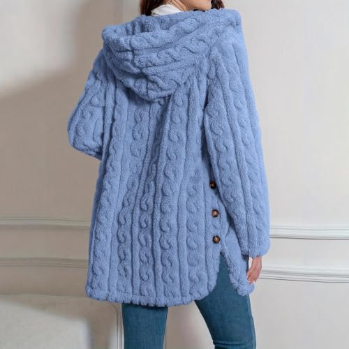 Fleece Jacket for Women Oversized Hooded Sweatshirt Fuzzy Hoodie Jacket - image 2