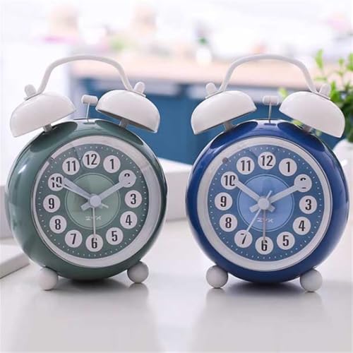 Despertador analógico verde a pilas con luz nocturna para dormitorio 7