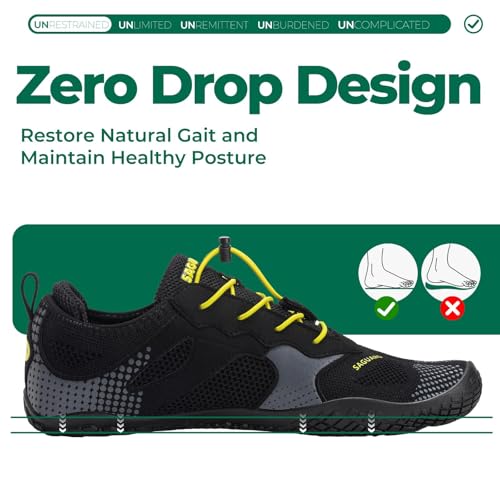 Miniatura 3 de Saguaro Zapatos Minimalistas Hombre Mujer Comodas Respirable Zapatillas De Trail Running Ligeras Calzado Barefoot Antideslizante Para Gimnasio Fitness Senderismo Montaña, Negro Intenso 41