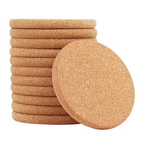 Pack of 20 Round Cork Coasters and Trivets