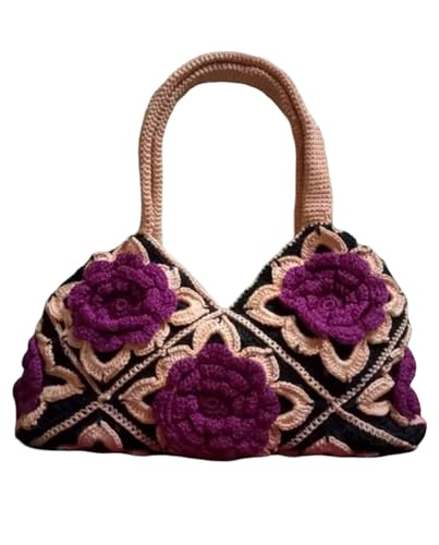Sac à main en crochet pour vos sorties estivales avec fleurs violettes et style bohème