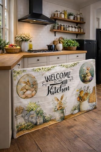 Image of Premium Printed Kitchen Sink Curtain | Washable & Dustproof Rod Pocket Counter Skirt | Perfect for Any Sink,Counter | Multicolor Cooking (Welcome to My Kitchen, Pack of 1)