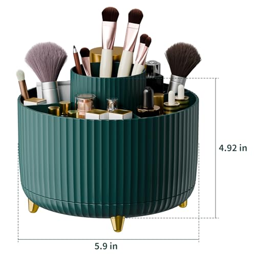 Image of fanado 360 Rotate Makeup Brush Holder Organizer, Makeup Organizers Countertop, Makeup organization and Skincare Storage for Vanity, Desktop, Bathroom (Green)