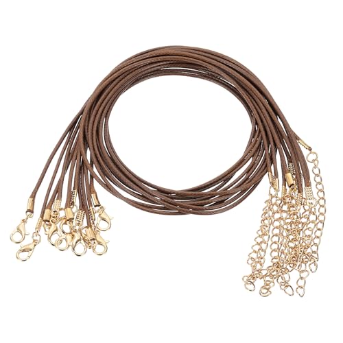 QUARKZMAN 20 Piezas De Cuerda para Collar Encerada Al por Mayor, 18 Pulgadas Y 1.5 Mm De Diámetro, Hilo para Collar con Cierre para Colgantes, Pulseras, Collares, Marrón Oscuro